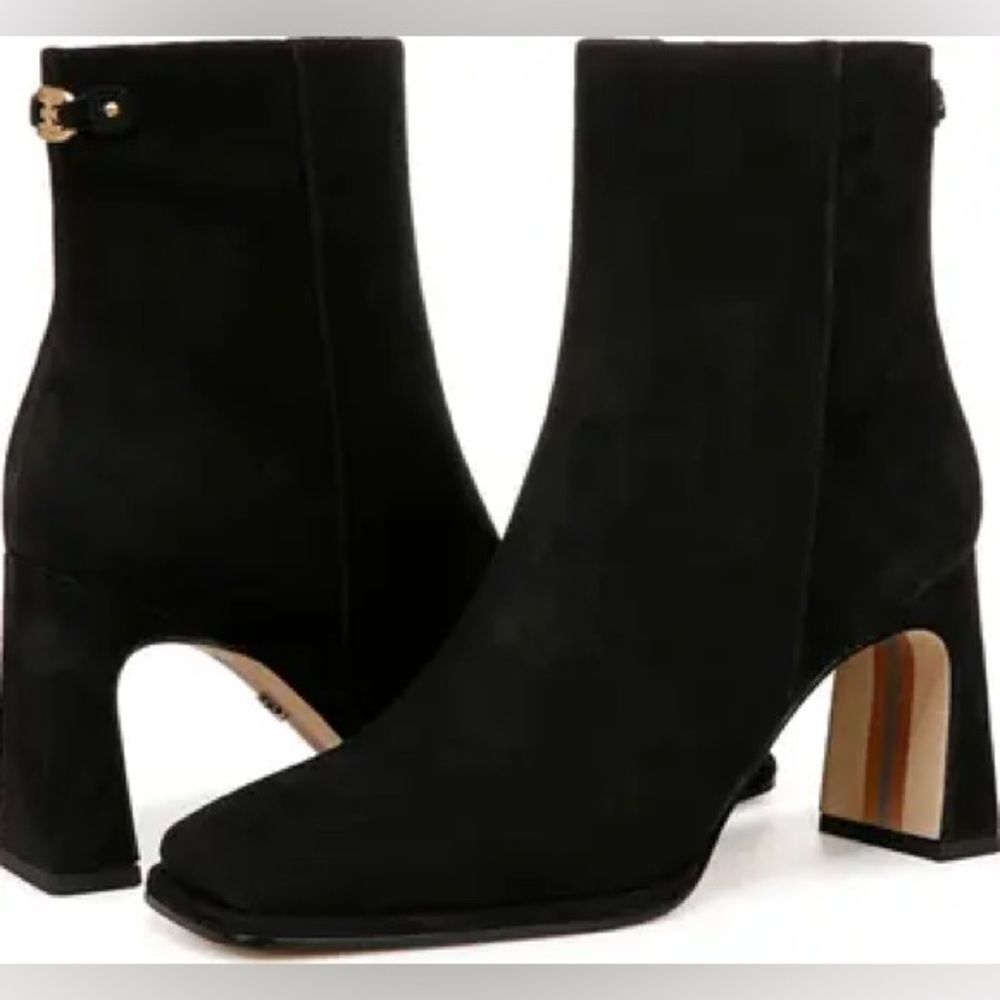 Sam Edelman Irie Black Square Toe Bootie Heeled Ankle Boots Size 7.5